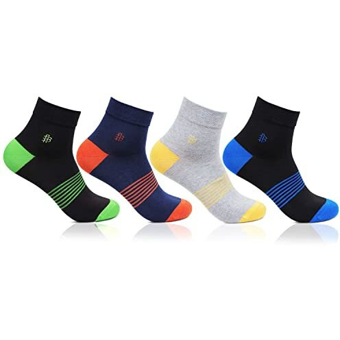 Bonjour Mens Cotton Ankle Length Multicolour 4 Pairs Bold Socks_Bro9052-Po4