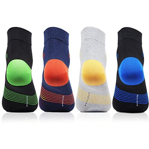 Bonjour Mens Cotton Ankle Length Multicolour 4 Pairs Bold Socks_Bro9052-Po4