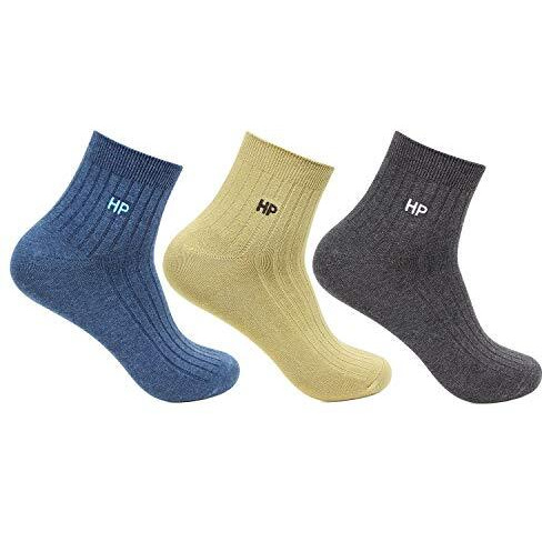 Hush Puppies Men's Cotton Ankle Socks (Pack Of 3) (Brohpm-13B-Po3_Multicolor_Freesize)