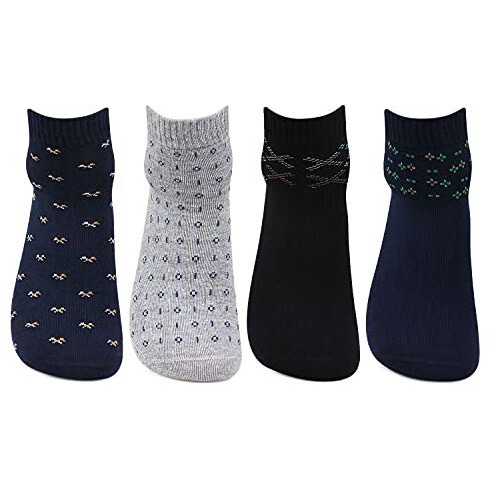 Bonjour Cotton Designer Office/Business/Formal Ankle Modern Socks For Men - Pack Of 4, Multicolour