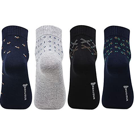 Bonjour Cotton Designer Office/Business/Formal Ankle Modern Socks For Men - Pack Of 4, Multicolour