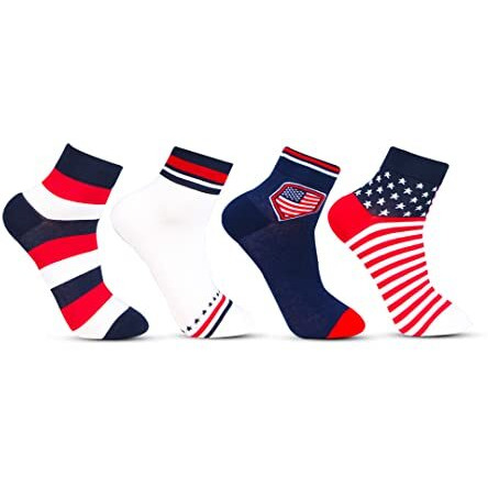 Bonjour Men's Cotton Designer Ankle Socks Pack Of 4, Modern, Multicolour