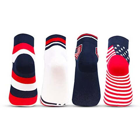 Bonjour Men's Cotton Designer Ankle Socks Pack Of 4, Modern, Multicolour