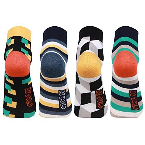 Bonjour Men's Bold Ankle Length Cotton Socks - Pack Of 4, Free Size