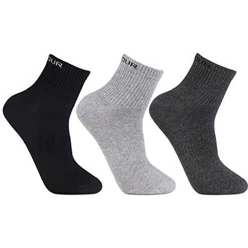 Bonjour Men's Cotton Ankle Sports Socks - Pack Of 3, Free Size