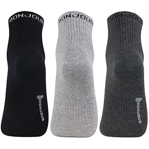 Bonjour Men's Cotton Ankle Sports Socks - Pack Of 3, Free Size