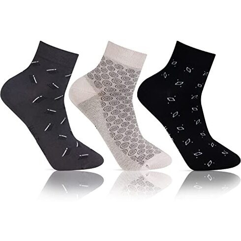 Bonjour Hush Puppies Men's Cotton Ankle Socks, Aop, Pack Of 3
