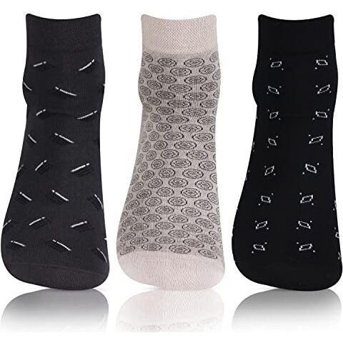 Bonjour Hush Puppies Men's Cotton Ankle Socks, Aop, Pack Of 3