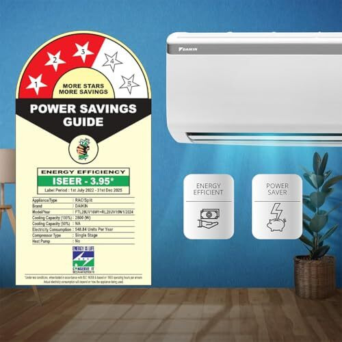 Daikin 0.8 Ton 3 Star, Fixed Speed Split Ac (Copper, Pm 2.5 Filter, 2022 Model, Ftl28U, White)
