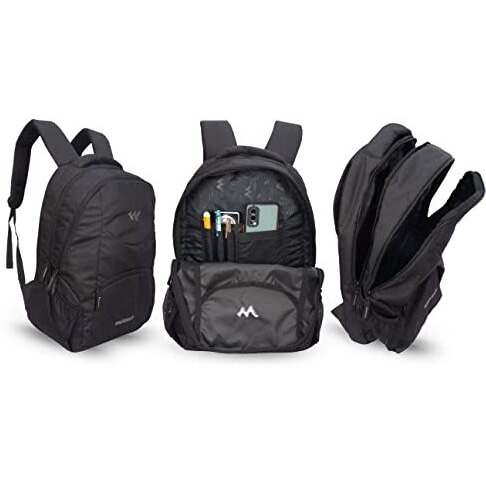 Wildcraft Polyester Stylish 25.6 Liters Multi-Colour 4 Compartment Laptop Backpack (Black)