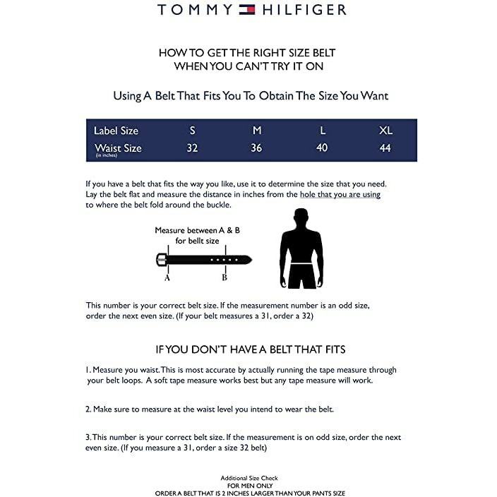 Tommy Hilfiger Yangy Leather Casual Belt For Men - M 90Cm, Black