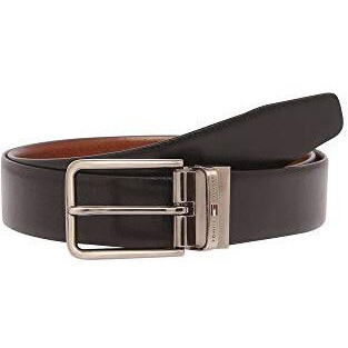 Tommy Hilfiger Mens Leather Buckle Closure Formal Belt (Black_Medium)