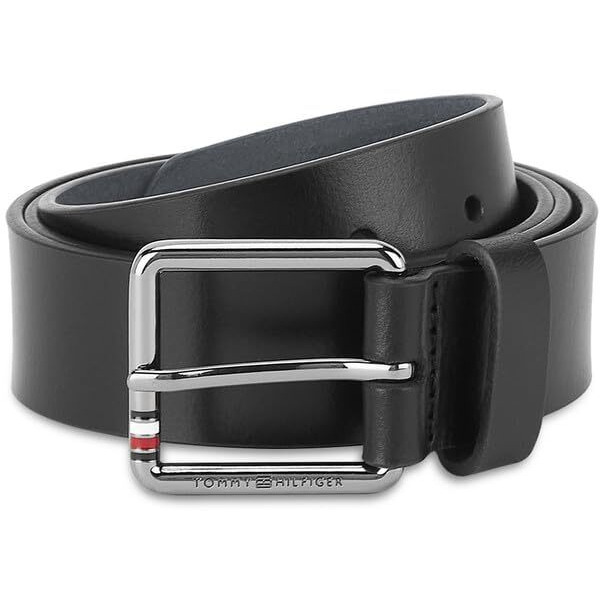 Tommy Hilfiger Ringsted Leather Casual Belt For Men - M 90Cm, Black