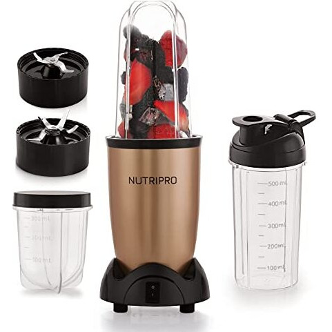 Nutripro Juicer Mixer Grinder - Smoothie Maker - 500 Watts (3 Jar, Gold) - 2 Year Warranty