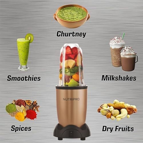 Nutripro Juicer Mixer Grinder - Smoothie Maker - 500 Watts (3 Jar, Gold) - 2 Year Warranty