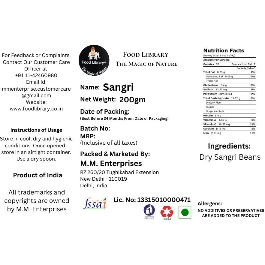 Food Library The Magic Of Nature Rajasthani Dried Sangri (Dry Beans), 200G