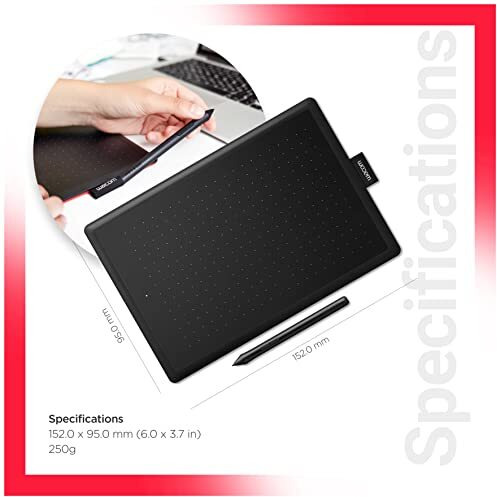 Wacom Ctl-472/K0-Cx Digital Drawing Graphics Pen Tablet (Red & Black) Small (6-Inch X 3.5-Inch)(15X8Cm) | Battery Free Cordless Pen With 2048 Pressure Level