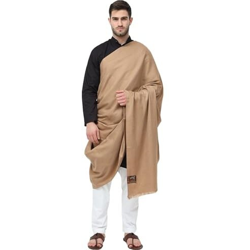 Bunkaar Men's The Handloom Story Plain Woollen Dhariwal Lohi/Shawl (Brown, 48" X 102")