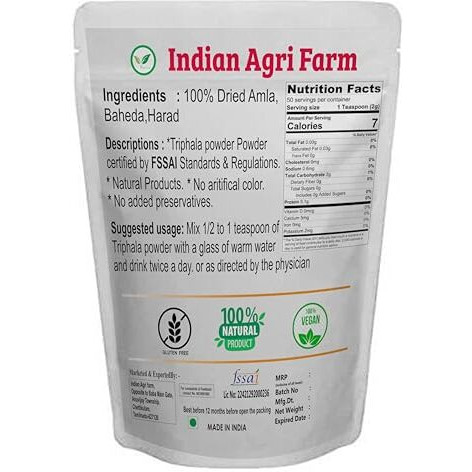 Iagrifarm Organic Triphala Powder - 250 Gram - Mix Of Amla, Haritaki, Bibhitaki Powder