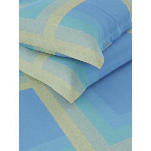 Nautica Super Soft 100% Cotton King Bedsheet And 2 Pillow Covers -3Pc Set (Bristol) | 160 Tc | Dust Proof Layer Added Stripe-Blue/Multi