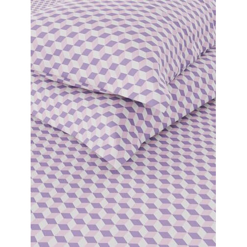 Nautica Super Soft 100% Cotton King Bedsheet And 2 Pillow Covers -3Pc Set (Bristol) Solid-Lilac/Multi