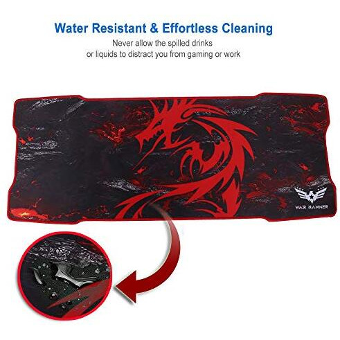 War Hammer Gx1050 Extended Size Gaming Mouse Pad| Stitched Edges| Non-Slip Rubber Base|Computer Laptop|Keyboard Mouse Pad For Office & Home