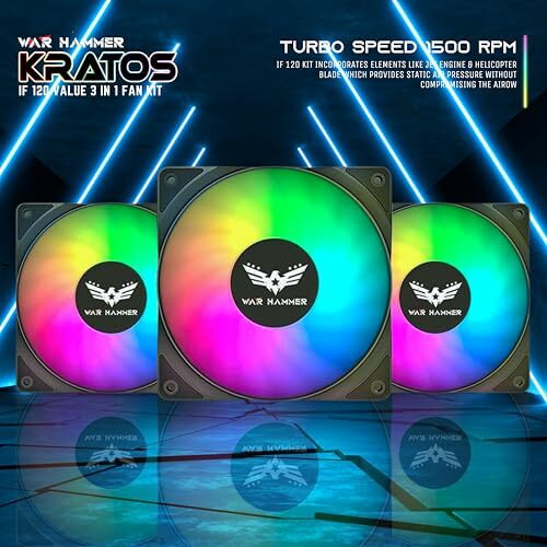 War Hammer Kratos 120 Mm Auto Rgb Kit Value Series 1500 Rpm Case Fan/Cooler With Pwm Connector (3)