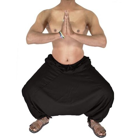 Whitewhale Men's Mid Rise Regular Fit Pants (Harem-India-38_Black_Free Size)