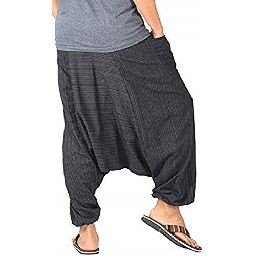 Whitewhale Men's Loose Fit Mid Rise Harem Pants (Whitewhale-India-071_Black_Free Size)