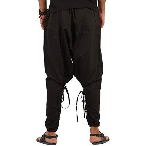 Whitewhale Men's Loose Fit Harem Mid Rise Pant (Whitewhale-India-539_Black_Free Size)