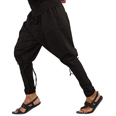 Whitewhale Men's Loose Fit Harem Mid Rise Pant (Whitewhale-India-539_Black_Free Size)