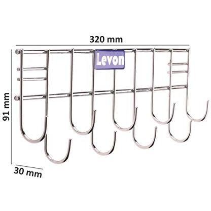 Levon Stainless Steel Laddle Hook Rail | 9 Hooks Laddle Cradle For Kitchen | Multi-Level Hook Rail