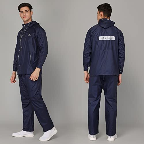 The Clownfish Nylon Viner Pro Series Reversible Waterproof Double Layer Men's Standard Length Raincoat (Blue, 3Xl-Size)
