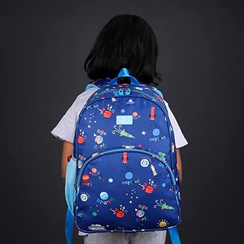 The Clownfish Cosmic Critters Series Printed Polyester 15 Litres Kids Backpack School Bag With Free Pencil Stationery Pouch Daypack Picnic Bag For Tiny Tots Of Age-5-7 Years (Dodger Blue)(Medium Size)