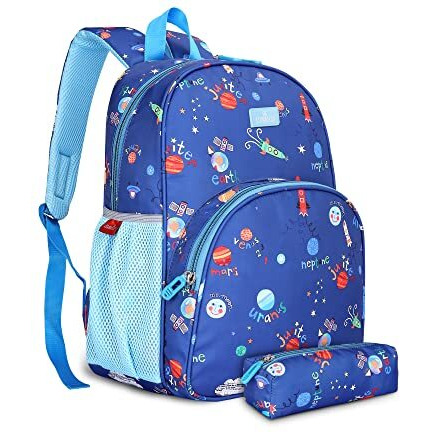 The Clownfish Cosmic Critters Series Printed Polyester 15 Litres Kids Backpack School Bag With Free Pencil Stationery Pouch Daypack Picnic Bag For Tiny Tots Of Age-5-7 Years (Dodger Blue)(Medium Size)