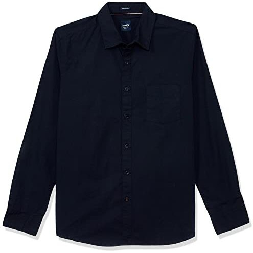 Max Men's Full Sleeves Slim Fit Solid Cotton Casual Shirt (Navy_42)