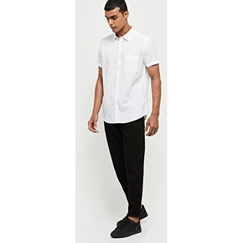 Max Men's Half Sleeves Regular Fit Solid Casual Shirt (White_44)