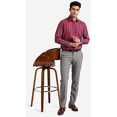 Diverse Men's Checkered Regular Fit Formal Shirt (Dvf07F1L01-209-46_Red)