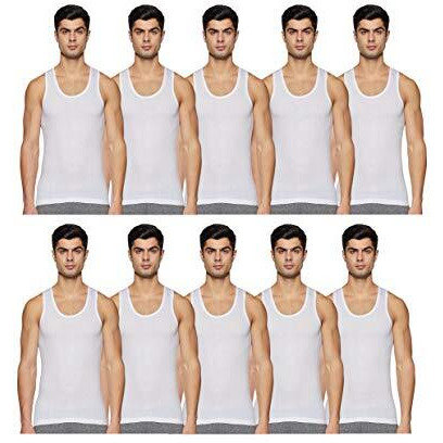 Rupa Jon Men's Plain Vest (Pack Of 10) (Rjnjnvsnrnfd02085_White_85 Cm)
