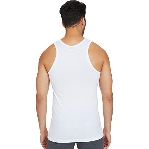 Rupa Cotton Men 2Pc Rn Regular Fit Vest, White, 90 (Pack Of 2)