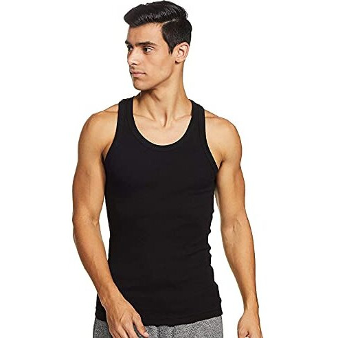 Macroman M-Series Exquizite - Derby Classic Vest For Men|100% Cotton|Pack Of 1 Black