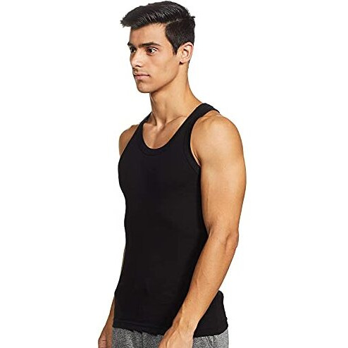 Macroman M-Series Exquizite - Derby Classic Vest For Men|100% Cotton|Pack Of 1 Black