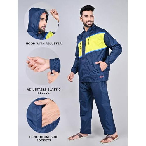 Rupa Rainwear For Men, Rider Collection, Waterproof Pvc Rain Jacket With Pants And Carry Bag, Pack Of 1