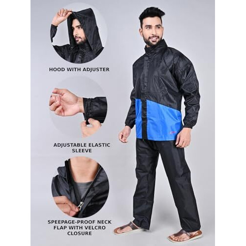 Rupa Rainwear For Men, Dual Tone Collection, Waterproof Pvc Rain Jacket With Pants And Carry Bag, Pack Of 1