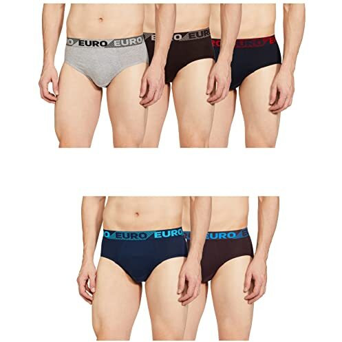 Euro Men's Cotton Brief (Pack Of 5) (Euromicrabrf_Assorted_Large) (Color & Prints May Vary)