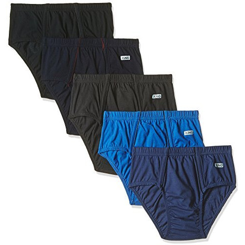 Rupa Frontline Men's Cotton Brief (Pack Of 5)(8903978457321_Fl Xing_80_Navy, Sky, Grey, Black, Dull Blue)
