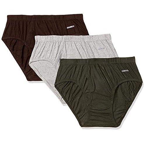 Rupa Frontline Plain Brief For Men, 100% Cotton Material, Inner Elastic, Pack Of 3