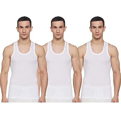 Rupa Frontline Men's Solid Vest White_L (Pack Of 3)