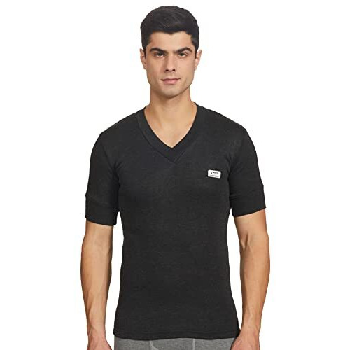 Rupa Thermocot Men's Thermal Top (8903978492070_Volcano V-N H-S -85_Black)