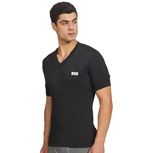 Rupa Thermocot Men's Thermal Top (8903978492070_Volcano V-N H-S -85_Black)